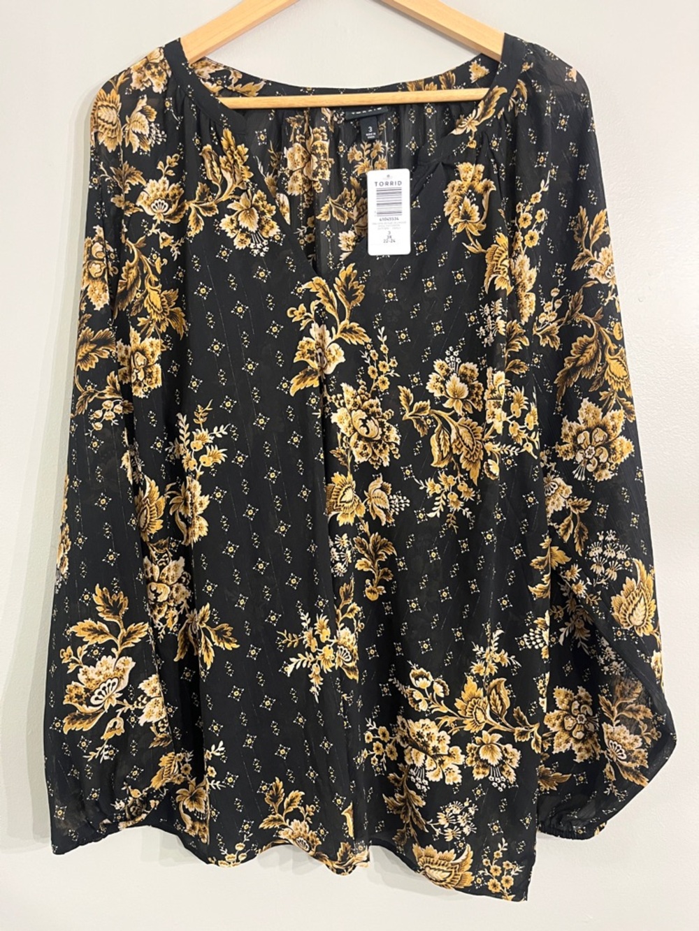 torrid Black and Yellow Floral Blouse